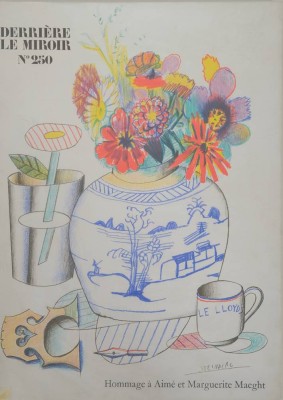 KÜNSTLERBUCH „Derrière le Miroir“, besondere Ausgabe Nr. 250 (Schlussnummer), Hommage à Aimé et Marguerite Maeght, mit zahlreichen Abbildungen und 21 (18 farbigen, 10 doppelblatt-großformatigen) Original-Farblithographien, Buch 38x28cm, ebenso farbig illustrierter Umschlag, sehr gut erhalten, stets im Einband benutzt, insgesamt 111 Seiten, Galerie Maeght, Paris 1982, ein sehr schön erhaltenes Werk 