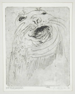 ZECH, Friedrich (1922 Merseburg - 2011 Karlsruhe), Seehundkopf, Radierung mit Plattenton,1971, unten links Widmung 