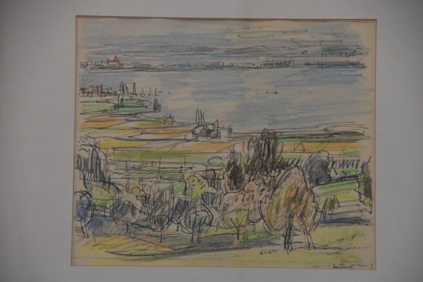 Sauerbruch, Hans (1910-1996) Blick auf den See, Skizze, Mischtechnik. Pastellfarben auf Papier.