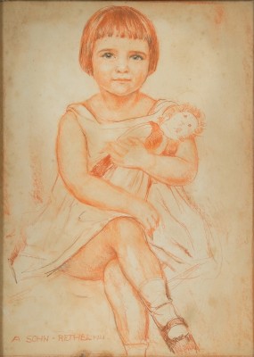 Sohn-Rethel, Alfred (1875-1958) Porträt eines kleinen Mädchens, rötliche und schwarze Kreide auf Bristol Karton, unten links signiert und datiert 