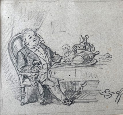 Spitzweg, Carl (1808-1885) Mahlzeit, Bleistiftzeichnung.