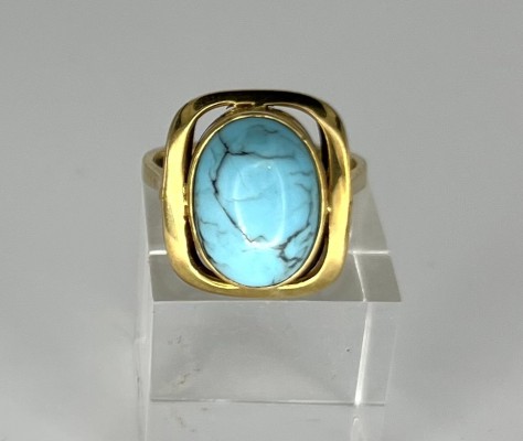 Türkis-Ring, 585 GG, Größe 55.