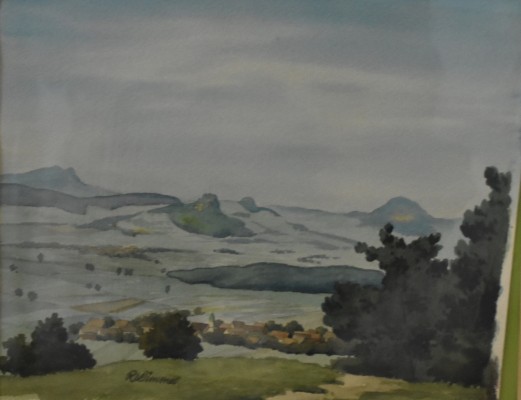 Lämmel, Rudolf (20. Jahrhundert) Hegau, Aquarell, 1945.