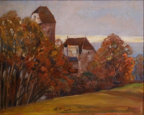 Merré, Johanna H. (1867-1940) Altes Kirchengebäude am Bodensee, Öl auf Leinwand, 1903.
