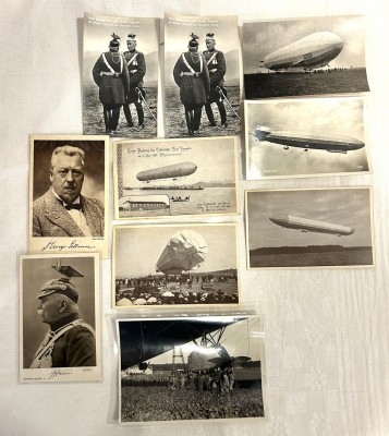 Zeppelinpostkarten, zehn Karten.