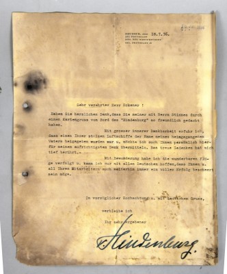AUTOGRAPH Oskar von Hindenburg AUTOGRAPH Oskar von Hindenburg