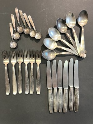 Design Besteck, Carl Hugo Pott, versilbert.