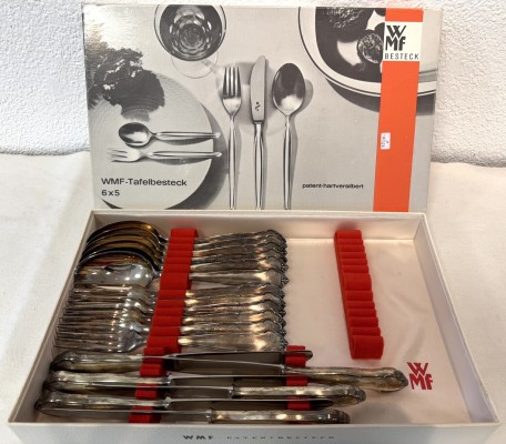 Tafelbesteck, 800 Silber punziert, für sechs Personen.