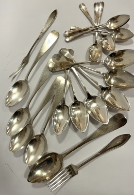 Besteckkonvolut, Löffel und Gabeln, 800 Silber.