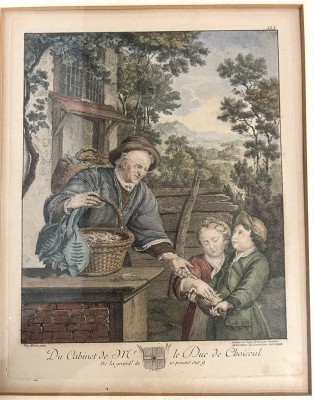 Fischhändler, kolorierter Kupferstich, 1771.