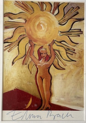 Bach, Elvira (geboren 1951) Sonnenfrau, hochwertiger Offsetdruck.