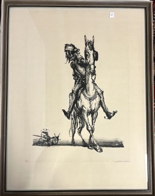 Weber, Andreas Paul (1893-1980) Pferd mit Reiter, Lithographie.