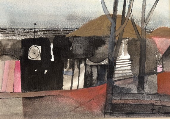Förster, Walter (geboren 1936) Ansicht eines Hauses auf das Meer, 1983, Aquarell.