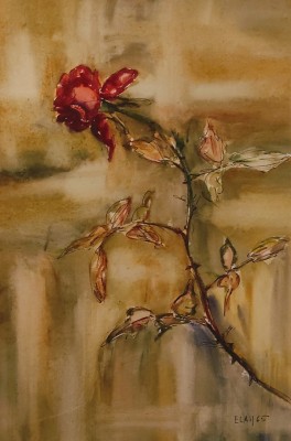 Gottlieb, Elah (1913-2005) Rose, Aquarell / Mischtechnik auf Papier, 1965.