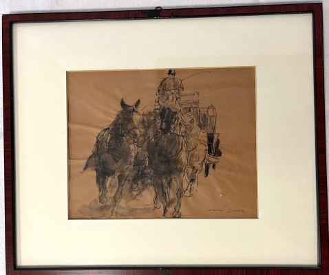 Dill, Otto (1884-1957) sechs Reiterdarstellungen, aquarellierte Tuschezeichnungen.