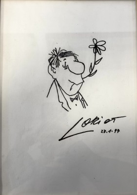 Loriot / Bernhard-Viktor Christoph-Carl von Bülow (1923-2011) Loriot-Zeichnung, 1997, Filzstift-Zeichnung.