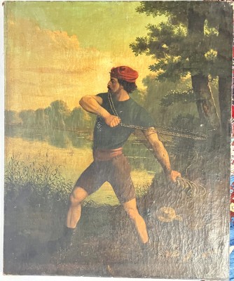 Anonym (19. Jahrhundert) Fischer, Öl auf Leinwand, 1879.