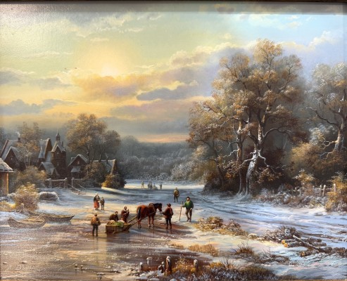 Dattlung, H. (frühes 20. Jahrhundert) zugeschrieben Winterlandschaft, Öl auf Platte.