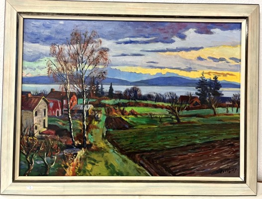 Goth (20. Jahrhundert) Bodenseeansicht, Öl auf Victoria Maltuch, 1959.