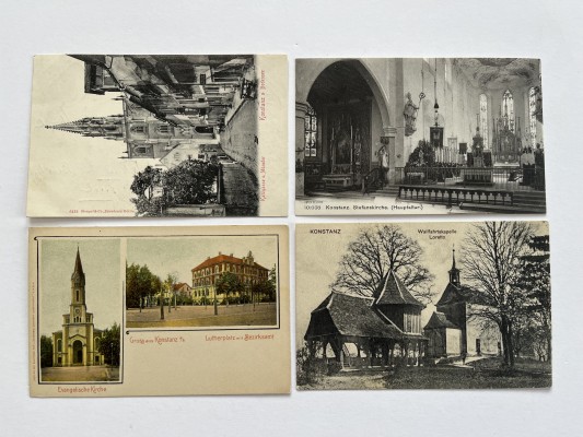 65 Postkarten Konstanz, Sammelschwerpunkt 'Kirchen und ihre Altäre', ab 1900 aufwärts, 20er und 30er Jahre