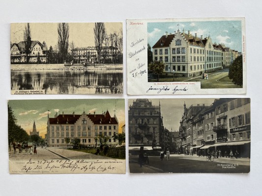 72 Postkarten Konstanz, Sammelschwerpunkt 'Architektur', ab 1900 aufwärts, 20er und 30er Jahre