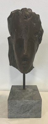 Thiel, Wolfgang (geboren 1951) Männliches Gesicht, Bronzeskulptur, 1985.