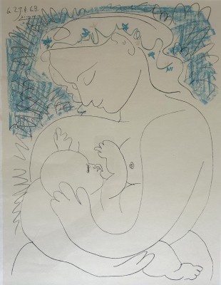 Picasso, Pablo (1881-1973) Mutter mit Kind, 1963, Lithographie..