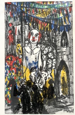 Anonym (20. Jahrhundert), Fastnachtstreiben, 1978, Ölkreide.