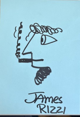 Rizzi, James (1950-2011) Rauchender, Filzstiftzeichnung. Eine Skizze, die einen rauchenden Mann im Profil zeigt.