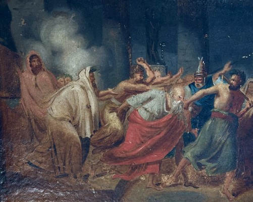 Anonymer Meister (18. Jahrhundert) Entführung, Öl-Skizze auf dünner Platte, um 1770.