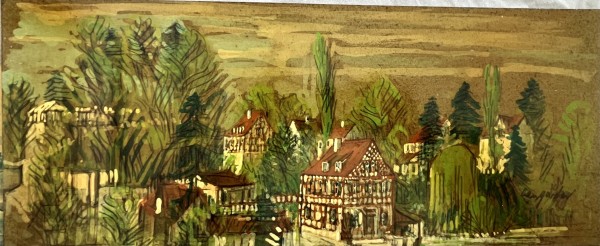 Hangarter, Walter (1929-1995) Die Pfeiffenmühle, Mischtechnik auf Malkarton. Eine ähnliche Darstellung wie die von Hangarter selbst betitelte 