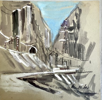 Hangarter, Walter (1929-1995), Konvolut von sechs Werken, Mischtechnik auf Malkarton.