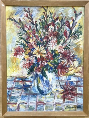 Hoffmann, Alfred (1898-1987), Blumenstrauß, Öl auf Leinwand. Abstrakt expressionistisch gemalter Blumenstrauß.