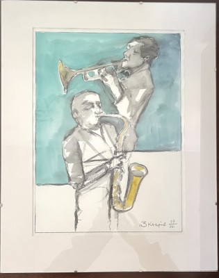 Kvapil, Boleslav (1934-2017), Trompeter und Saxophonist, 2007, Mischtechnik.