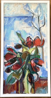 Osswald-Lüttin, Ingeborg (1921-2013), Tulpenstrauß, Öl auf Leinwand.