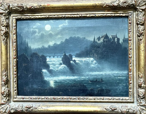 Stäbli, Adolf (1842-1901) zugeschrieben, Rheinfall bei Schaffhausen, Öl auf Leinwand.
