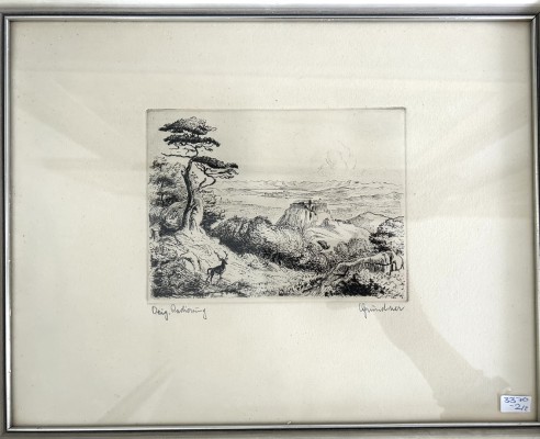 Hohentwiel, von Adler, R. / Grundner, Helmut, 20.Jahrhundert, zwei Original-Radierungen.