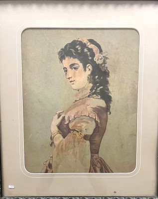 Anonym (20. Jahrhundert) Portrait eines Mädchens von der Seite, Druck.