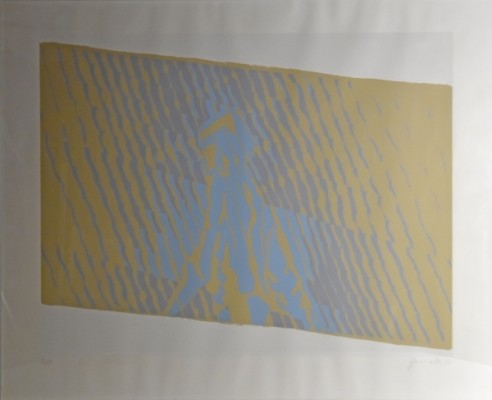 Gecelli, Johannes (1925- 2011) Figur im Raum, 1973, Farbserigraphie.
