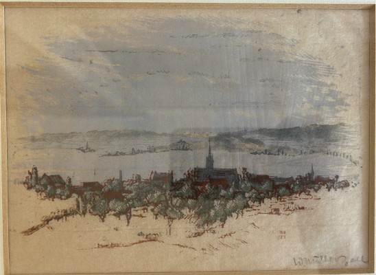 Müllerzell, Wilhelm (1894-) Blick auf Radolfzell, Farblithographie.