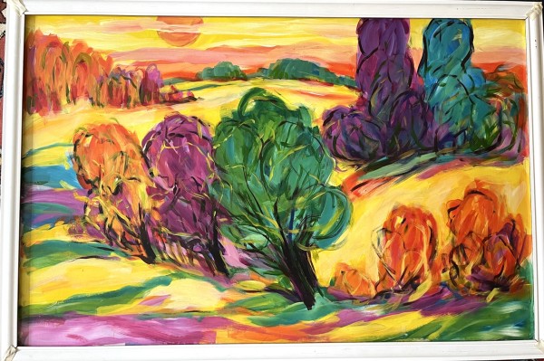 Steinhauser, Erwin (1939-2023) Expressionistische Landschaft, Öl auf Platte.