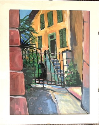 Steinhauser, Erwin (1939-2023) Gasse in einem italienischen Dorf, Acryl auf Platte.
