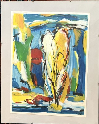 Steinhauser, Erwin (1939-2023) Expressionistische Pappeln, Öl auf Malkarton.