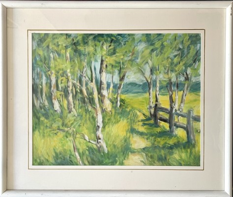 Steinhauser, Erwin (1939-2023) Birkenwäldchen im Frühling, Öl auf Platte.