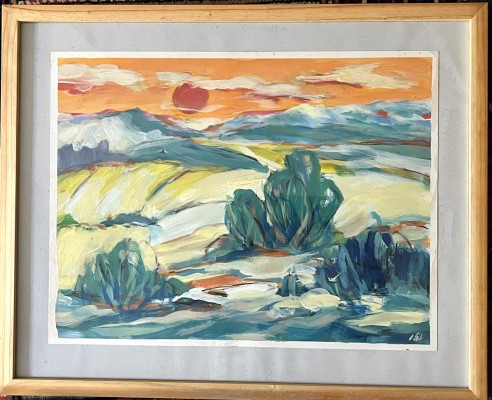 Steinhauser, Erwin (1939-2023) Sonnenuntergang, Öl auf Malpapier.