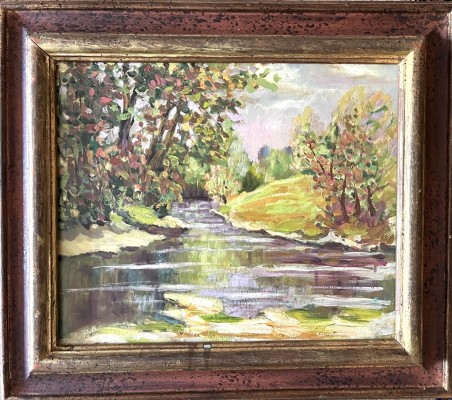 Steinhauser, Erwin (1939-2023) Bachlauf im Spätsommer, Öl auf Platte.