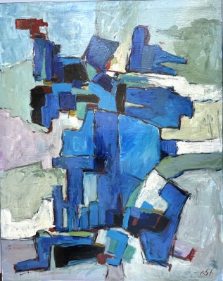 Steinhauser, Erwin (1939-2023) Abstrakt in Blau, Öl auf Leinwand.