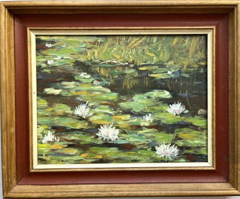 Steinhauser, Erwin (1939-2023) Seerosenteich, Öl auf Platte.
