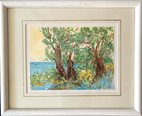 Steinhauser, Erwin (1939-2023) Alte Weiden in Flusslandschaft, Mischtechnik.