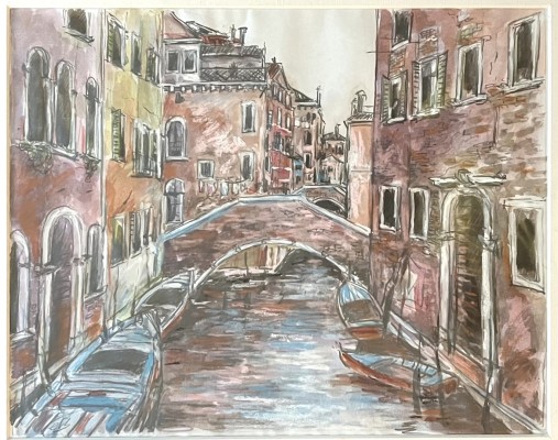 Steinhauser, Erwin (1939-2023) Häuserzeile in Venedig, Mischtechnik.